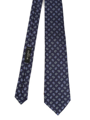 ETRO: cravatte e papillion - Cravatta in misto seta e lino blu scuro
