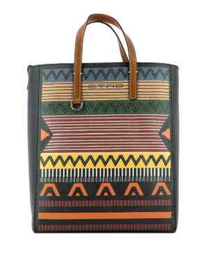 ETRO: shopper - Borsa shopper in pelle con stampa multicolor