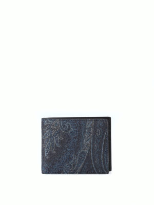 ETRO: portafogli - Portafoglio blu scuro in tessuto paisley