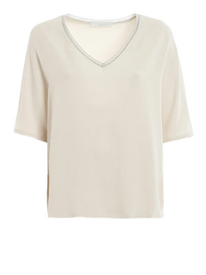 FABIANA FILIPPI: blouses - Jewel detail V neck blouse