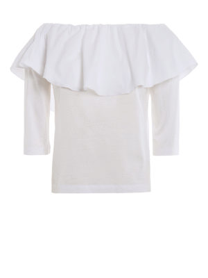FABIANA FILIPPI: bluse - Blusa in cotone bianco con inserto a volant