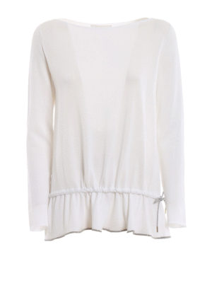 FABIANA FILIPPI: maglia collo a barchetta - Pull con coulisse e decoro in strass