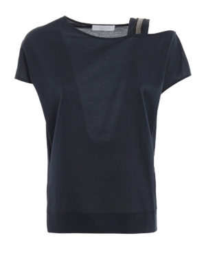 FABIANA FILIPPI: maglia collo a barchetta - T-shirt in jersey di cotone con punto luce