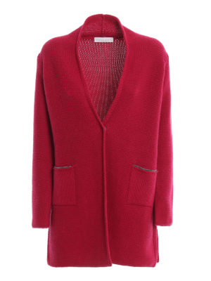 FABIANA FILIPPI: cardigans - Embellished purl stitch knit cardigan