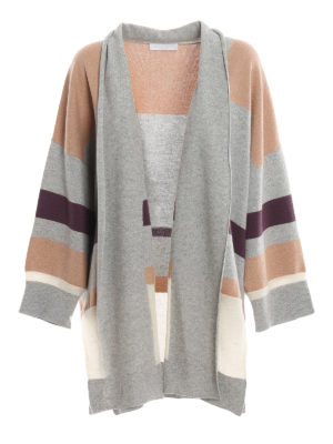 FABIANA FILIPPI: cardigans - Striped wool blend belted cardigan
