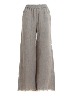 FABIANA FILIPPI: casual trousers - Melange linen wide leg trousers