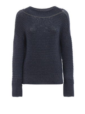 FABIANA FILIPPI: maglia collo rotondo - Girocollo in merino blu avio con punto luce