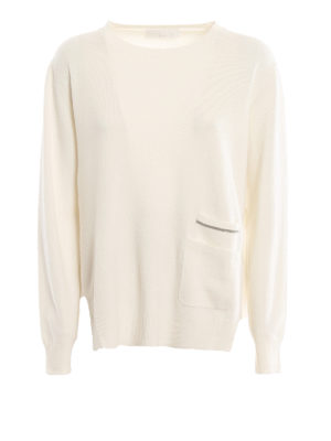 FABIANA FILIPPI: crew necks - Embellished pocket wool blend sweater