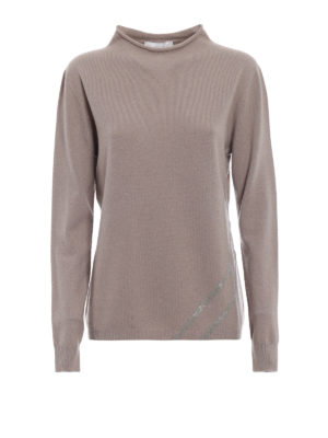 FABIANA FILIPPI: maglia collo rotondo - Pull rosa lana e seta con dettaglio gioiello