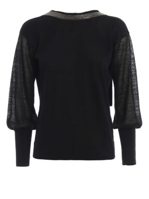 FABIANA FILIPPI: maglia collo rotondo - Maglia in cotone nero con strass