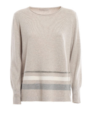 FABIANA FILIPPI: crew necks - Striped hem wool blend sweater