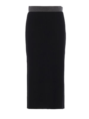 FABIANA FILIPPI: gonne al ginocchio  e longuette - Longuette in maglia di misto cashmere a coste