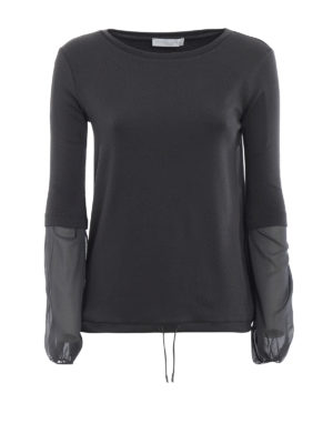 FABIANA FILIPPI: t-shirt - T-shirt in cotone con maniche in chiffon