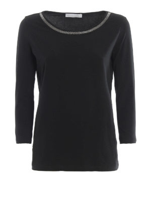 FABIANA FILIPPI: t-shirts - Embellished black T-shirt