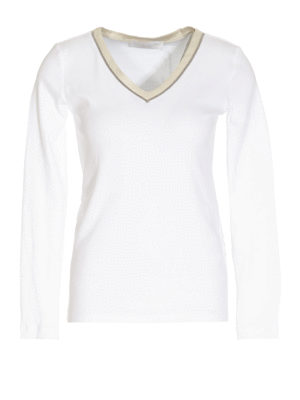 FABIANA FILIPPI: t-shirts - Embellished V-neck T-shirt