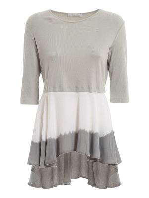 FABIANA FILIPPI: t-shirt - Top in jersey con fondo a balza in chiffon
