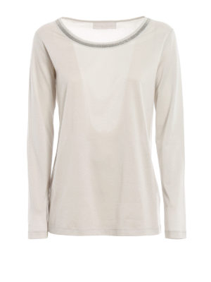 FABIANA FILIPPI: t-shirt - T-shirt a manica lunga grigia con punto luce