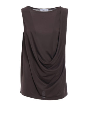 Fabiana Filippi: Tops & Tank tops - Brown crepe cady drapery top