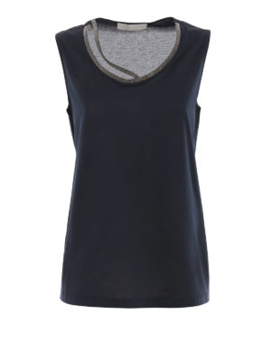 FABIANA FILIPPI: Tops & Tank tops - Jewel detail blue cotton top