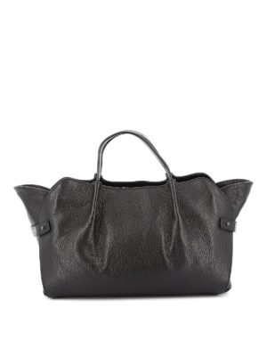 FABIANA FILIPPI: totes bags - Jewel detailed black hammered leather tote
