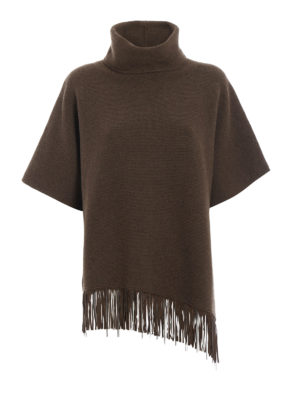 FABIANA FILIPPI: maglia a collo alto e polo - Pull cashmere e seta con frange in camoscio