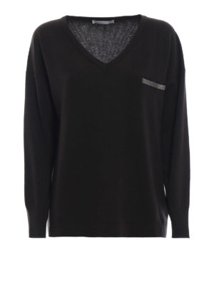 FABIANA FILIPPI: maglia collo a v - Maglia in cashmere e seta con punto luce