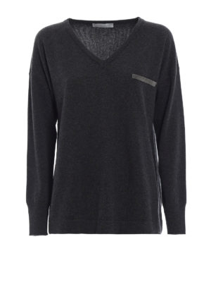 FABIANA FILIPPI: maglia collo a v - Maglia in cashmere e seta con punto luce