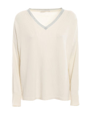 FABIANA FILIPPI: Suéteres con cuello pico - Suéter Con Cuello De Pico - Blanco