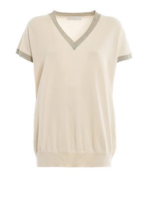 FABIANA FILIPPI: v necks - Oversized short sleeve jumper