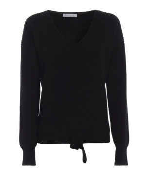 FABIANA FILIPPI: maglia collo a v - Pull in misto seta e cashmere con fibbia