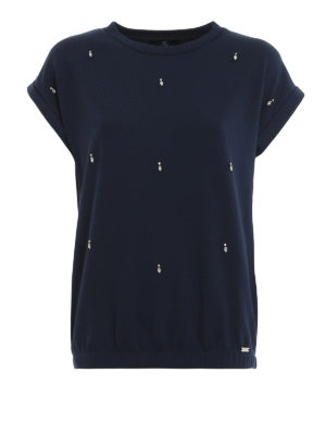 FAY: blouses - Crystal detailed jersey blouse