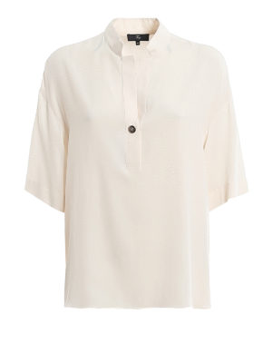 FAY: blouses - Silk blend crepe short-sleeved blouse