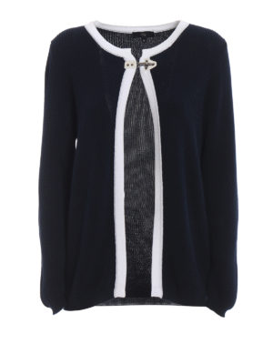 FAY: cardigan - Cardigan in cotone a costine blu