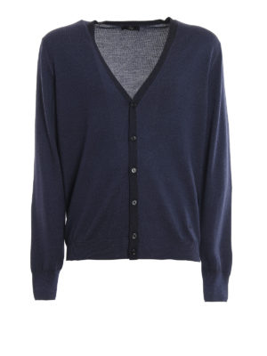 FAY: cardigans - Blue worsted wool cardigan
