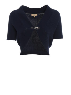 Fay: cardigans - Hook detail cotton crop cardigan