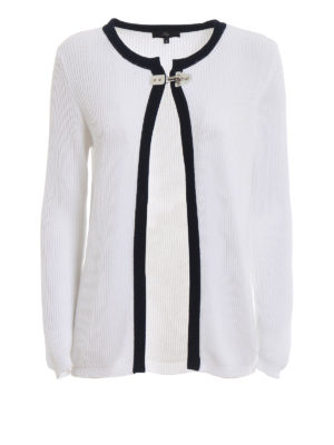 FAY: cardigan - Cardigan in cotone a costine bianco