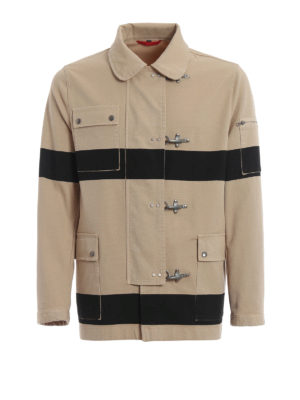 FAY: giacche casual - Giacca 4 Ganci in denim bicolore a righe