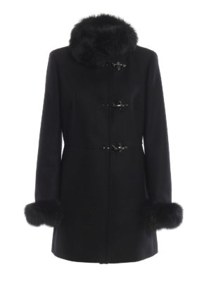 FAY: casual jackets - Wool and cashmere fur detailed jacket