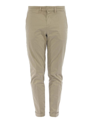 FAY: casual trousers - Beige stretch cotton capri trousers