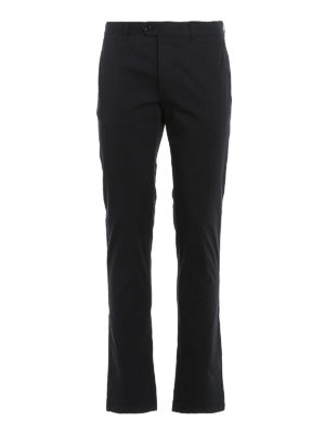 FAY: casual trousers - Blue stretch cotton drill trousers