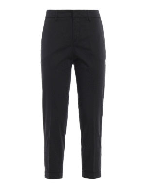 FAY: pantaloni casual - Pantaloni neri Gloria in cotone con logo