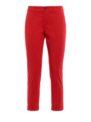 FAY: pantaloni casual - Pantaloni crop con risvolti e logo