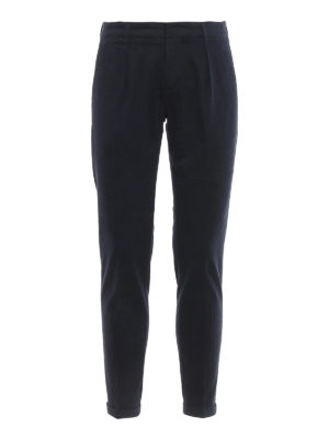 FAY: casual trousers - Soft touch blue chino trousers with darts
