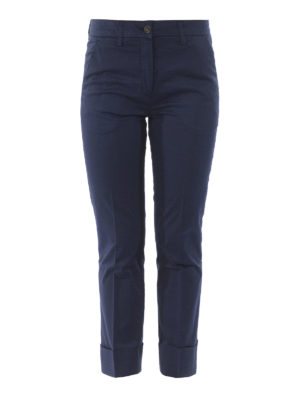 FAY: casual trousers - Stretch cotton capri trousers with turn ups