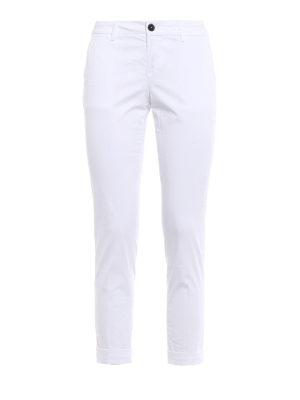 Fay: casual trousers - White chino trousers with turn-ups