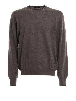 FAY: maglia collo rotondo - Pull in lana pettinata con bordi a contrasto