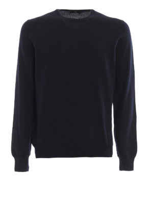 FAY: maglia collo rotondo - Maglia blu scuro in lana