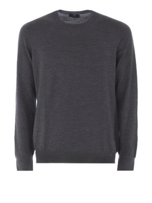FAY: maglia collo rotondo - Girocollo in lana pettinata grigio scuro