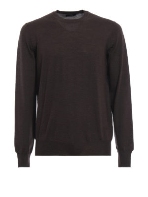 FAY: maglia collo rotondo - Girocollo in lana finissima marrone mélange