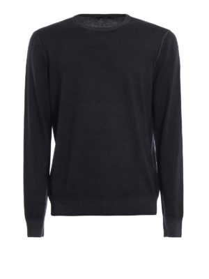 FAY: maglia collo rotondo - Girocollo in lana pettinata nero carbone